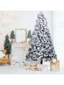 6FT PVC Flocking Christmas Tree 1202 Branches Spread Out Naturally Tree