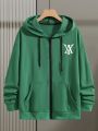 Manfinity Sporsity Men's Printed Kangaroo Pocket Zip Up Hoodie