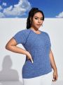 Yoga Futuristic Plus Size Dropped Shoulder Short Sleeve Sports T-Shirt