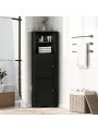 Tall Bathroom Corner Cabinet, Freestanding Storage Cabinet with Doors and Adjustable Shelves, MDF Board, Black