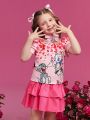 TOM & JERRY X SHEIN Young Girl Cartoon & Heart Print T-Shirt