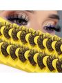 10 Pairs Eyelashes Russian Volume Strip Lashes Natural Wispy D Curly Mink False Eyelashes Look Like Extensions
