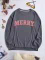 Women's Letter Print Drop Shoulder Sweatshirt