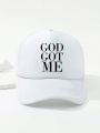 1pc Men's Outdoor Fashionable Breathable Adjustable Baseball Mesh Cap Trucker Hat With Letter Print