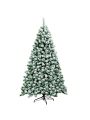 Gymax 6ft Pre-lit Snow Flocked Christmas Tree Hinged Pine Tree Holiday Decoration