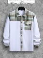 Manfinity EMRG Men's Plaid Flip Pocket Shirt Jacket