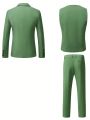 Men's Solid Color Suit Set, Including Jacket, Vest And Pants