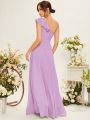 SHEIN One Shoulder Ruffle Trim Bridesmaid Dress
