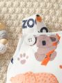 Baby Girls' Letter And Animal Printed Overall Jumpsuit
