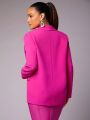 SHEIN BAE Valentine's Day And New Year'S Eve Pink Rhinestone-Embellished Wide-Shoulder Blazer