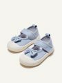 Cozy Cub Girls' Light Blue Bowknot Canvas Flat Cute Comfortable Casual Princess Shoes