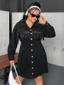 Plus Size Denim Dress With Tassel Decoration