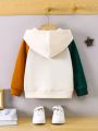 SHEIN Young Boy Color Block Hoodie With Raglan Sleeve