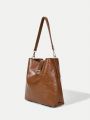 SHEIN BIZwear Minimalist Turn-lock Bucket Bag