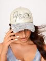 SHEIN SXY Letter Graphic Sequin Decor Baseball Cap