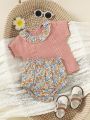 Baby Girls' Flower Pattern Cute Sweater Set