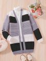 Girls' Color Block Cardigan, For Older Girls