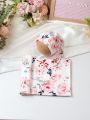 Newborn Photography Floral Print Blanket & Hat