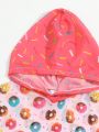 Little Girls' Donut Print Hooded Sweatshirt
