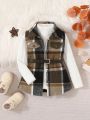 Baby Girls' Plaid Vest Woolen Coat