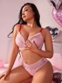 SHEIN Plus Size Women's Underwear Set With Frill Trim Design