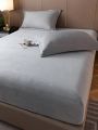 3pcs Light Grey Press Lines Milk Velvet Bed Sheet Set