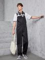 Boys' Bib Overall Jumpsuit In Checked Pattern For Teenagers