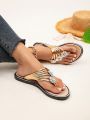 Metallic Flower Decor Flip Flops