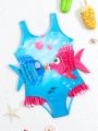 Baby Girls' Cartoon Fish Printed Vest Swimsuit