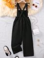 SHEIN Tween Girl 1pc Button Detail Overall Jumpsuit