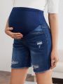 SHEIN Maternity Denim Shorts Low Waist Slim Fit Stretchy Capri Jeans