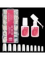500PCS Half Cover False Nails Tips Kit with 2Pcs Nail Glue for Acrylic Nails, krofaue 10 Sizes Acrylic Nail Tips with Brush On Nail Glue, Super Strong Gel Nail Glue & French Style Acrylic Artificial
