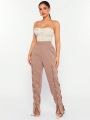 SHEIN SXY Brown Knit Drawstring Detail Jogger Pants