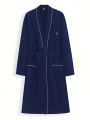 Men Contrast Binding Belted Lounge Robe