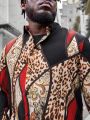 Manfinity LEGND Men'S Plus Size Paisley And Leopard Pattern Long Sleeve Shirt