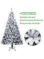 6FT PVC Flocking Christmas Tree 1202 Branches Spread Out Naturally Tree