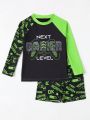 Boys' Swimwear, Long Sleeve Rashguard Top With Trunks, Suitable For Beach And Seaside Vacation