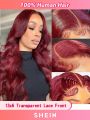 99j Burgundy Body Wave Human Hair Wigs 13*6 Transparent Lace Front Wig With Baby Hair Pre Plucked For Women