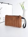 Mini Minimalist Straw Bag With Wristlet