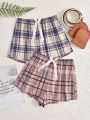 2pcs Women's Plaid Pajama Bottoms