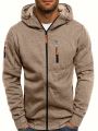SHEIN Men's Hooded Zip-up Sweatshirt With Front Zipper