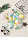 Baby Boys' Tropical Leaf Pattern Printed Casual Short Sleeve Shirt For Summer