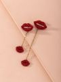 Lips Charm Mismatched Drop Earrings