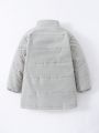 Young Boy Slant Pockets Plush Lined Puffer Coat