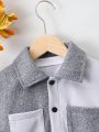 SHEIN Kids KDOMO Boys' (little) Woolen Coat With Front Pocket