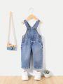 SHEIN Baby Boy Washed Comfortable Soft Denim Overalls