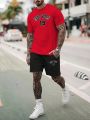 Manfinity Men'S Letter Printed T-Shirt And Shorts Set