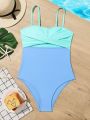 Teenagers' Colorblock One-piece Swimsuit