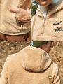 In My Nature Men's Outdoor Sherpa Fleece Hoodie Jacket With English Embroidery And Zipper Detail