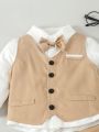 Baby Boys' Vest And Pants Suit, 2pcs/set (shirt Not Included)